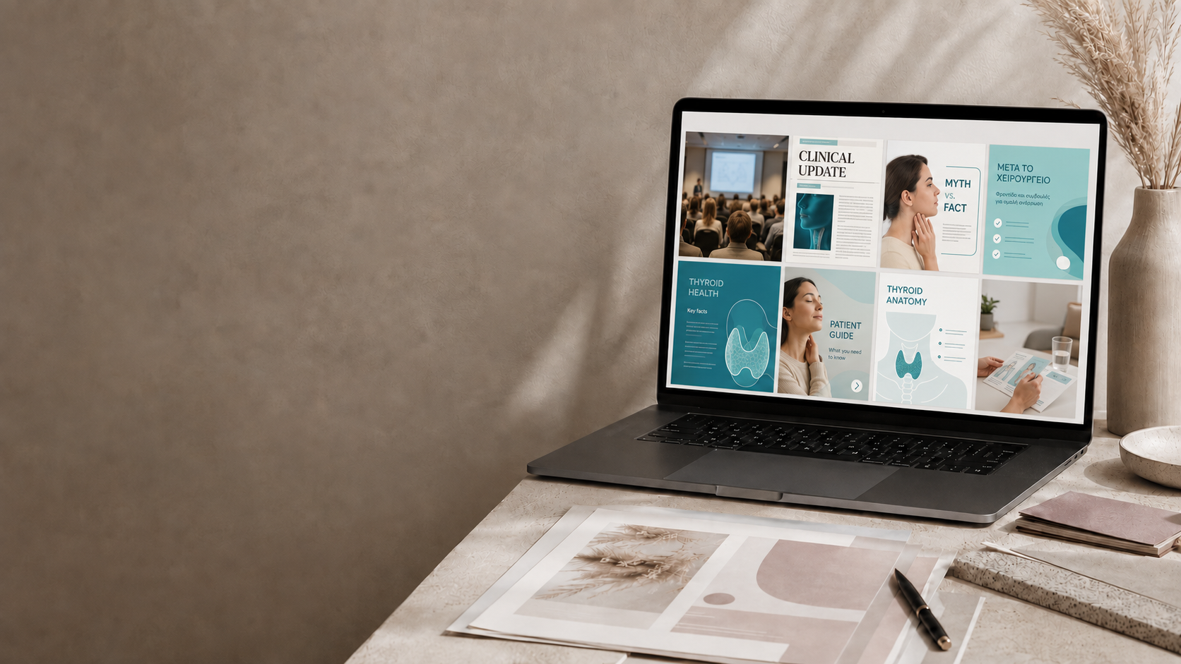 Medical social media content displayed on a laptop screen